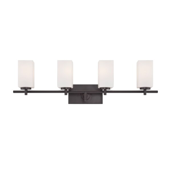 Designers Fountain Dakota 32in 4-Light Biscayne Bronze Modern Indoor Vanity Light with Frosted Glass Shades 6734-BBR - main